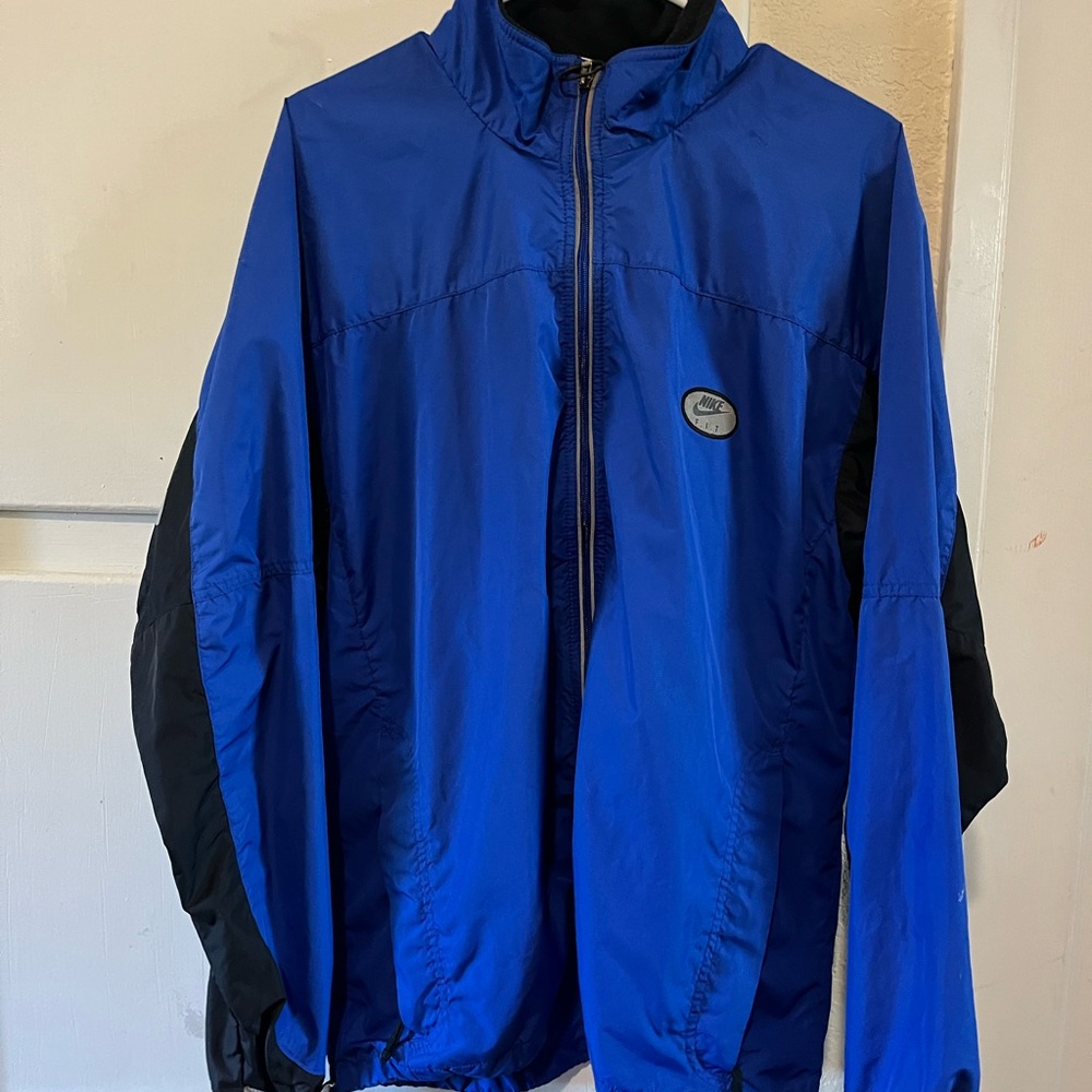Vintage 90s Nike F.I.T. Reflective Blue Black Windbreaker Jacket Full Zip Men L